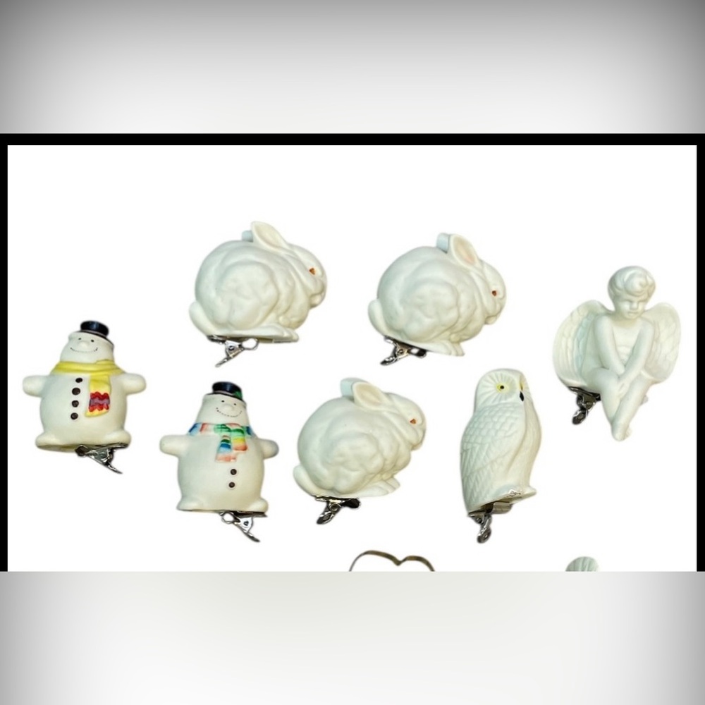 Department 56 Clip On Light-Ups Ivory Bisque Porcelain Ceramic Light Covers x 7